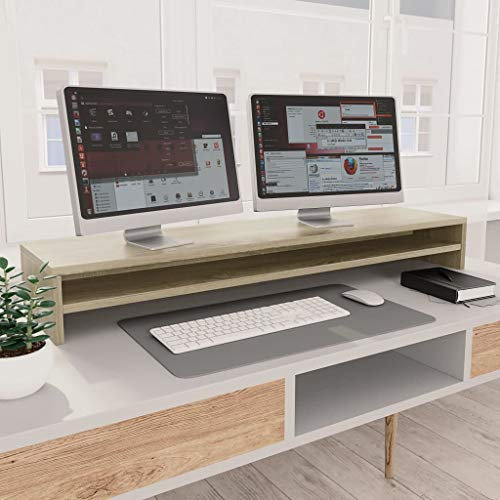 pedkit Bildskärmsställ Sonoma Ek-optik skrivbordsfäste monitorhöjning skärm PC hylla monteringssats skärmhöjd 100 × 24 × 13 cm spånskiva