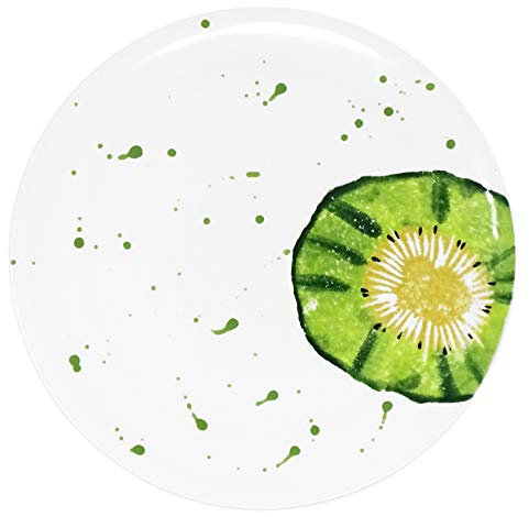 Lashuma Runder Abendbrotteller Keramik, Fleischplatte Ø 22 cm, Servierteller Motiv: Kiwi