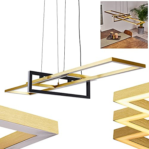 LED-pendellampa Omega, pendellampa av metall och plast i svart/vitt och guld, dimbar i 3 steg, 1 x LED 34 Watt, max. 4200 Lumen, 3000 K