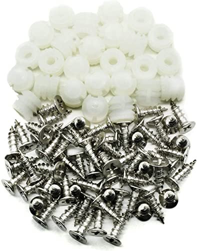 ZERO HOME 100 Pack Plastic Hinge Dowel Inserts with Screws White Dowels Door Cabinet for Drawer Bed Table Repair Mounting Replacement Bathroom Kitchen Hardware
