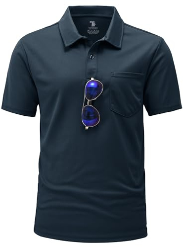 YSENTO Herren Poloshirts Kurzarm Polohemd T Shirts Golf Polo Slim Fit Tennis Polo T-Shirts mit Tasche(Marine,3XL)
