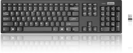 Lenovo 100 Wireless Compact Keyboard – Cordless Keyboard for PC & Laptop with Windows – Silent Keys – Full-Size Layout with Numeric Keypad – Plug & Play USB Receiver – Portable, Black