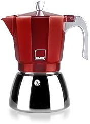 IBILI - Cafetera express Elba Red, 6 tazas, 300 ml, Aluminio fundido, Base de Acero Inoxidable, Apto para inducción