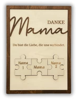 DRYSSON Present till mamma på mors dag individuell träbild med önskat namn/gravyr pussel mors dag gåva personlig för mormor pappa mors dag gåva