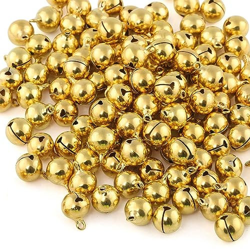 120Stk Mini Glöckchen Gold Kupfer Schellen Glocken für Basteln Schmuck Deko Weihnachten Geschenkverpackung – 12mm
