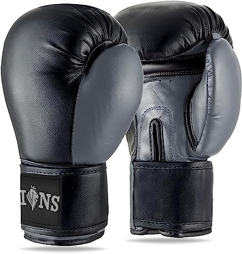 Lions Boxing Gloves - Premium Faux Leather, Pro Sparring Training Muay Thai Gloves, MMA Punching Kickboxing Bag Focus Mitts Fighting Training Workout for Men Women