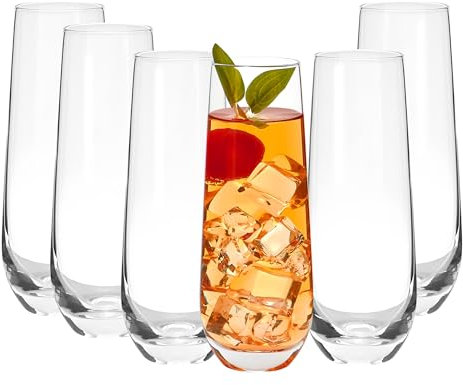 Ecentaur Vattenglas uppsättning av 6 juice dricker highball glas glas kök tumlare glas ölbas för vin cocktails dryck