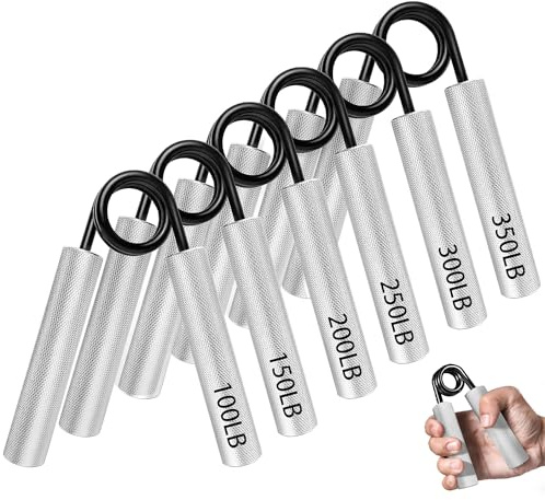 TOOSOAR® 6 Pièces Métal Hand Grip Musculation, Antidérapant Handgrip, Musculation Main Ustensile pour Débutants et Professionnels (100LB-350LB)