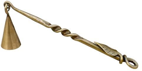 Living Ideas Hand Forged Leaf Candle Snuffer Iron Handmade Medieval Candle Snuffer Blacksmith Candle Extinguisher Gift for Candle Lovers Classic Look Antique Brass Finish Wick Candlesnuffers