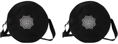 Decqerbe Lot de 2 de vélo de yoga en nylon noir Mandala Fleurs 36 x 14 cm Sac pour vélo de yoga avec grande capacité