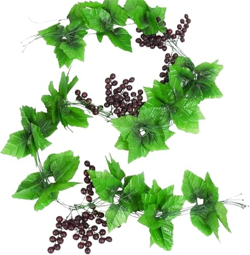 Ruikcoll Raisins artificiels Vignes de Raisin artificielles avec Raisins Vignes de Raisin artificielles Raisins Décoration de Raisin 5 pièces Raisins artificiels en Plastique