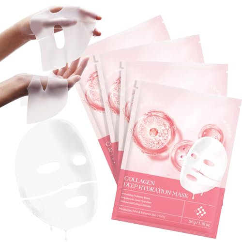Collagen Mask, Korean - Real Deep overnight Mask Collagen -Collagen Real Deep, Anti-Falten Lifting Face Masks, Hydrating Overnight Ma 4 Stück