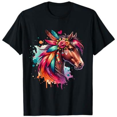 Cheval Filles Femmes Cavalière Èquitation Amoureux Chevaux T-Shirt