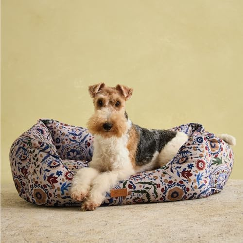 Rosewood x Joules Festival Floral Box Bed for Dogs, Medium Dog Bed, Padded Sides, Non-Slip Base, Luxury Pet Bed for Medium Dogs