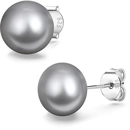 YAMI Pendientes de perlas de mar, pendientes de perlas de plata 925, rosa-púrpura/blanco, pendientes de mujer perlas, 7-9,5 mm, pendientes de perlas de plata 925, exquisito lujo, ideales como regalo