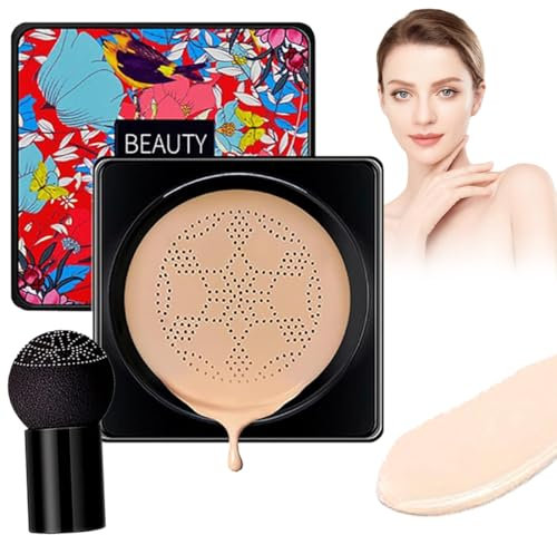 CC Cream Fondotinta con Fungo, Testa D'aria Cuscino CC Crema Fondotinta Coprente, Fungo Testa D'aria BB Cream, Lunga Durata Idratante Correttore Naturale Tono Uniforme Della Pelle(Naturale)