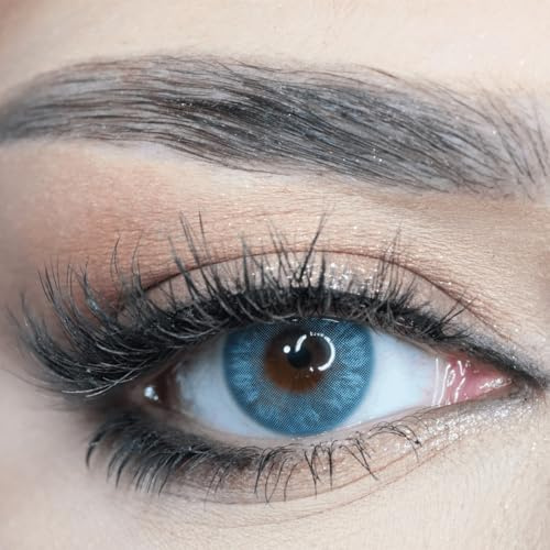 Venus® Blaue Kontaktlinsen Ohne Stärke - 0.00 Dioptrien - Weiche Jahreslinsen Blue Contact Lenses für Damen & Brillenträger - 1 Paar (2 Stück) - 14 mm - Wild Blue