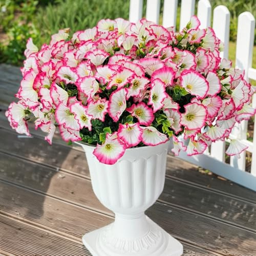 Fiori di seta artificiale per la decorazione esterna, 12 fasci di fiori finti colorati gloria mattutina piante finte resistenti ai raggi UV per la porta d'ingresso fioriera portico patio cortile