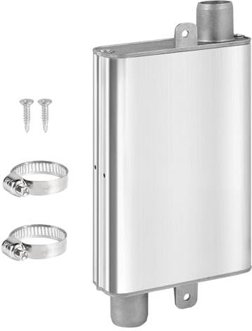 SUPAWAY 1 Pièce Silencieux d’échappement 24mm Alliage d’aluminium pour chauffage auxiliaire pour systèmes d’échappement auto avec clips et vis renforcé – Compatible Eberspacher/Webasto (Argenté)