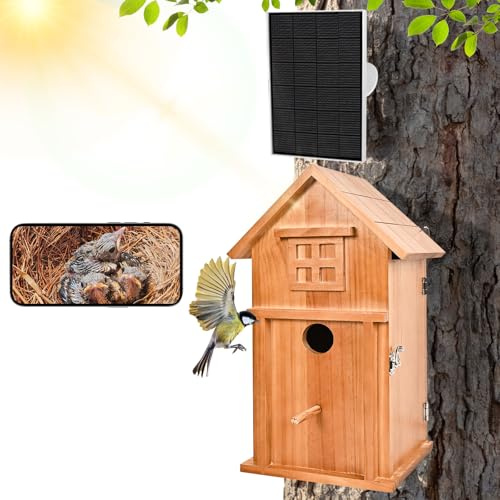 Smart Birdhouse, 1080P HD Outdoor Design, 2.4G WiFi, Auto Capture Bird Video & Motion Detection, Night Vision, Birdhouse with Camera(Dark)