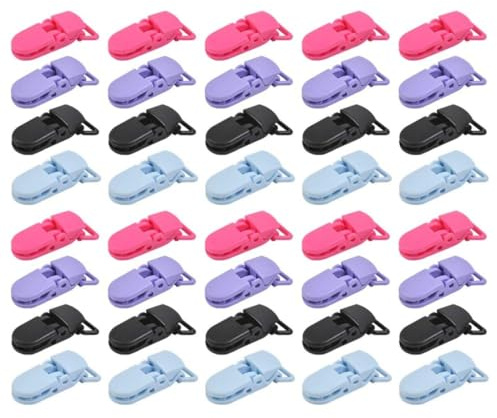Set di clip per ciuccio in plastica da 50 pezzi, supporto per cinturino per ciuccio con chiusura a scatto per bretelle per ciucci per bambini, clip per bavaglini e artigianato fai-da-te