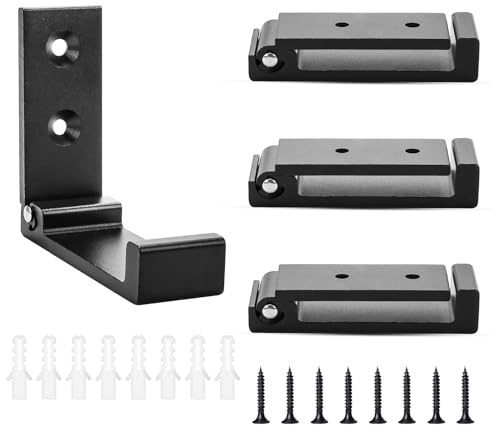 Feirdhoo 4 ganchos de pared plegables de 90°, para toallas, chaquetas y auriculares, incluye material de montaje, color negro