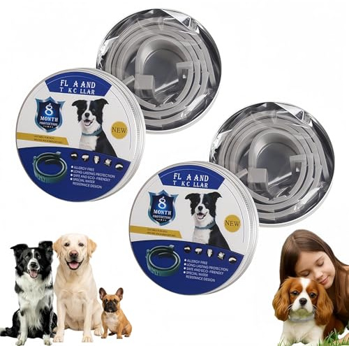 2PCS Dog Fl/ea and T/ick Co/llar,8-Month Long-Lasting Protection Waterproof Adjustable Repellent Co/llars,Safety & Comfort Fl/ea Treatment for Dogs and Cats,Waterproof Dog C/ollar,D/og F/lea C/ollars