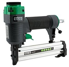 SALKI - CSK BG90 - Pistola de Clavos y Grapadora Neumática - Compatible con Brad AX 1,2 mm (10-32mm) y Grapas 90 (13-32mm) - Ideal para Ebanistería, Bricolaje y Carpintería