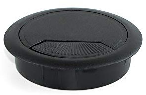 Emuca 3196417 Confezione da 4 Passacavi Rotondi Diametro 80 mm per Incastrare in Scrivania/Tavolo in Plastica Nera