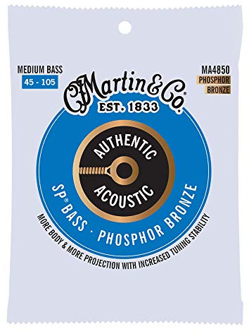 MARTIN Saiten für Akustikbassgitarre, Superior Performance Medium Bass 45-105, 92/8 Phosphor-Bronze (MA4850)