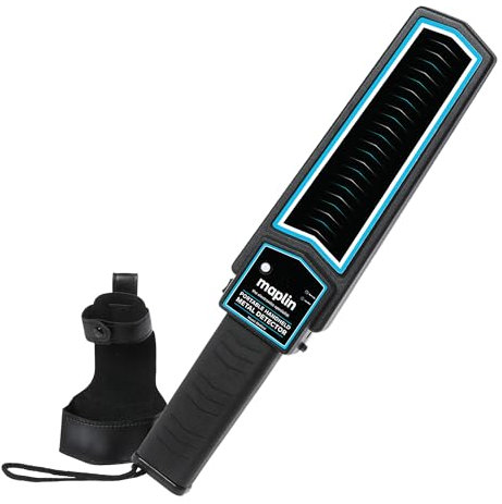 Maplin Metal Detector Wand, Handheld 10’’ Body Scanner with Beep & Vibration Alerts for Security, Weapon & Knife Detection with LED Light, for Security, Airports, Nightclubs & more