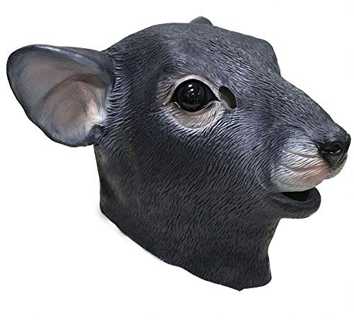 HENGYUTOYMASK Mouse Latex Animal Mask Mice Full Head Masquerade Cosplay Mask Carnival Party Fancy Dress Rat Mask (Black Mouse Mask)