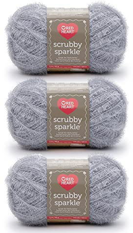 Red Heart Scrubby Sparkle - Gomitolo di filo, confezione da 3, colore: ostrica