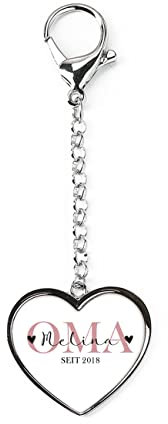 Herz & Heim® Schlüsselanhänger Metall in Herzform mit eigenen Foto gestalten/Fotogeschenk Oma