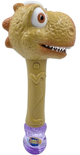 Smiffys Varita de burbujas de dinosaurio con luz LED, con pompero, pilas incluidas