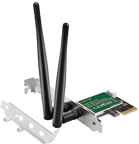 LinksTek Wireless-AC 1200Mbps (2.4GHz 300Mbps and 5GHz 867Mbps) PCIE WiFi Adapter, PCIE WiFi Card, Intel Wireless-AC 7265 Network Adapter for Windows 11,10, 8.x, 7 (32/64bit) Desktop PCs (PCIE-AC7265)