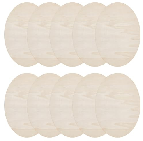 DELORIGIN 10 discos de madera ovalados de 22 x 15 cm para manualidades, corte de tablón, madera de haya sin pintar, para artistas, pinturas, colgadores de puerta, carteles