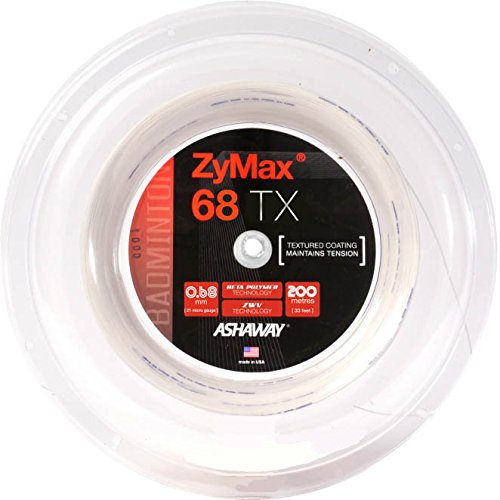 Ashaway ZyMax 68 TX Badmintonsaite, 200 m Rolle, Farbe: Weiß