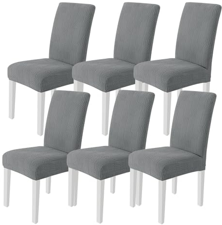 Ystyle Stretch Stuhlhussen 6er Set, Stuhlbezug Elastisch Abnehmbarer Waschbarer,Universal Langlebig Stuhlbezüge, Für Hotel Bankett Küche Restaurant Hochzeit Party, Hellgrau
