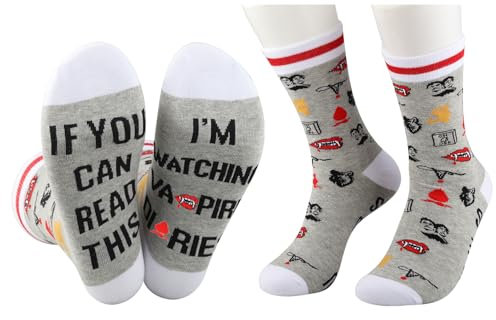 POFULL TVD Merch Mystic Falls Geschenk Vampirjäger Geschenk Neuheit Socken Vampir inspiriertes Geschenk für TV-Show-Fans, Watching Vampire, Einheitsgr��e