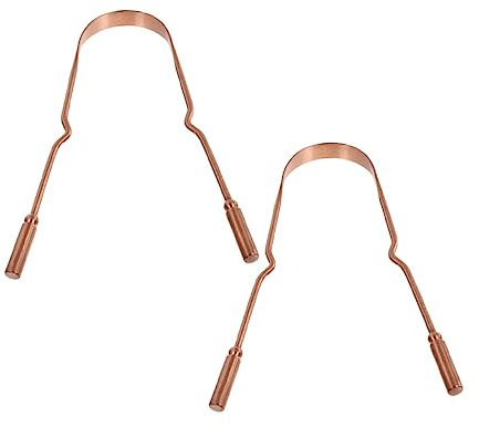SHERCHPRY 2pezzi Raschietto per Lingua in Rame Sicuro Strumento Riutilizzabile per Pulizia Orale per Eliminare Alito Cattivo e Migliorare la Salute del Cavo Orale Design Ergonomico