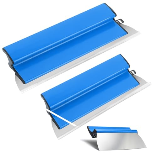 Juego de 2 espátulas de superficie, 25 cm + 40 cm, espátula con mango ergonómico, herramientas de pared flexibles para yeso (azul)