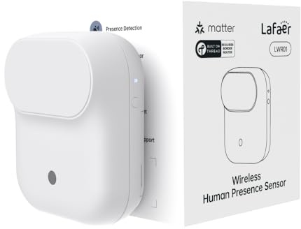 Lafaer Wireless Human Presence Sensor LWR01, mmWave Radar, Occupancy & Motion Sensor, Battery-powered, IPX3 Water Resistant, Matter Over Thread, Requires Thread-Compatible Smart Home Hub/Router