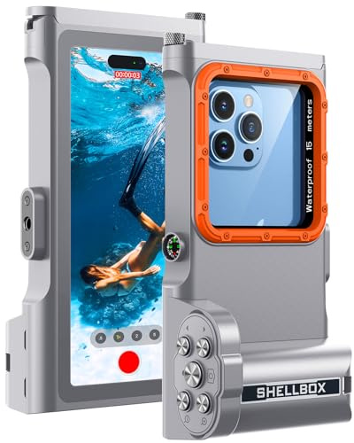 Focusor Pochette Étanche [Universelle] Coque Téléphone Protection IPX8 Plongée Étui [Fonction Bluetooth][Mise au Point réglable] pour iPhone Samsung Xiaomi 4.7-6.9'' 15M sous Marine Housse,Gris Orangé