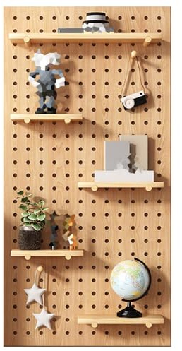 Kit de combinación de tablero de clavijas, tablero perforado de madera, con clavos de madera pequeños para garaje, tablero de clavijas de exhibición montado en la pared, estante de almacenamiento