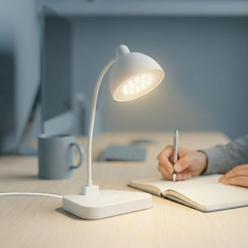 KIMSER Flexo LED de Escritorio Antifatiga Ocular, Nivel de Brillo Regulable, Cuello de Cisne Flexible, Proteccion de los Ojos.