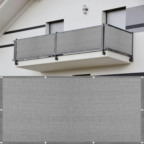 Pantalla de Privacidad 60 x 140 cm Resistente Desgarro, Anti-UV, Resistente Al Viento Pantalla Privacidad Balcón Fácil Instalación para Balcón Vallas Pantallas, Gris