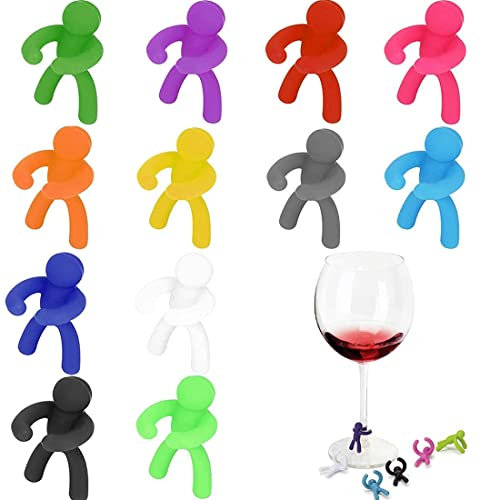 Reconnaissance Des Verres à Vin 12 pièces Marqueurs de Boisson Marque de Verre à Vin 3D Marqueur de Verre Mignon Marqueur de Verre Vin Silicone Marque de Verre à Vin de Fête Famille Fêtes Bar Mariage