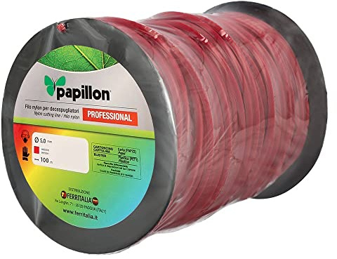 Papillon Hilo Nylon Desbrozadoras Cuadrado Professional Ø 5,0 mm. Rollo 100 Metros. Hilo Nylon Corte Desbrozadores Hierba 8061830, Jardin, Maleza