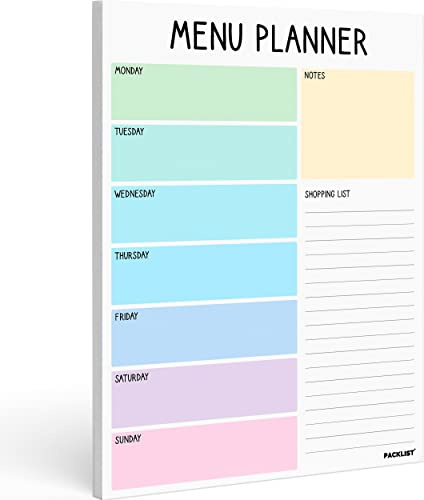 PACKLIST® Weekly Meal Planner & Grocery Shooping List A4 8x11” Food Planner 52 Tear of Sheets for a Healthy Meal Plan - Meal Planning Pad for a Healthy Diet, Weight Loss or Tasty Menu Food for Family